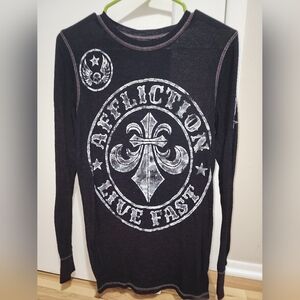 Affliction sheer Long sleeved thermal shirt